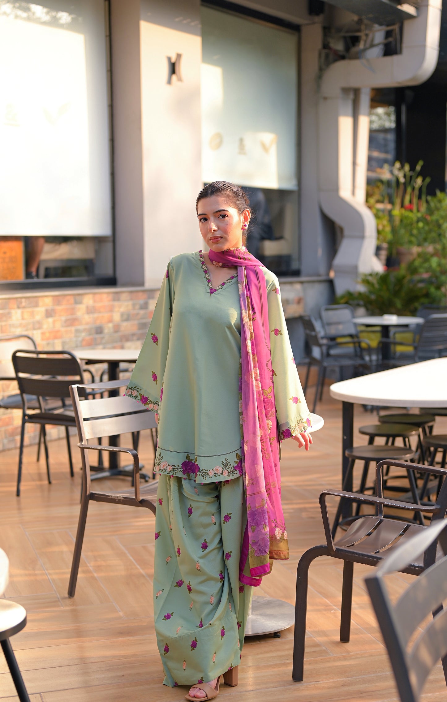 Celadon Petals- (Stitched)