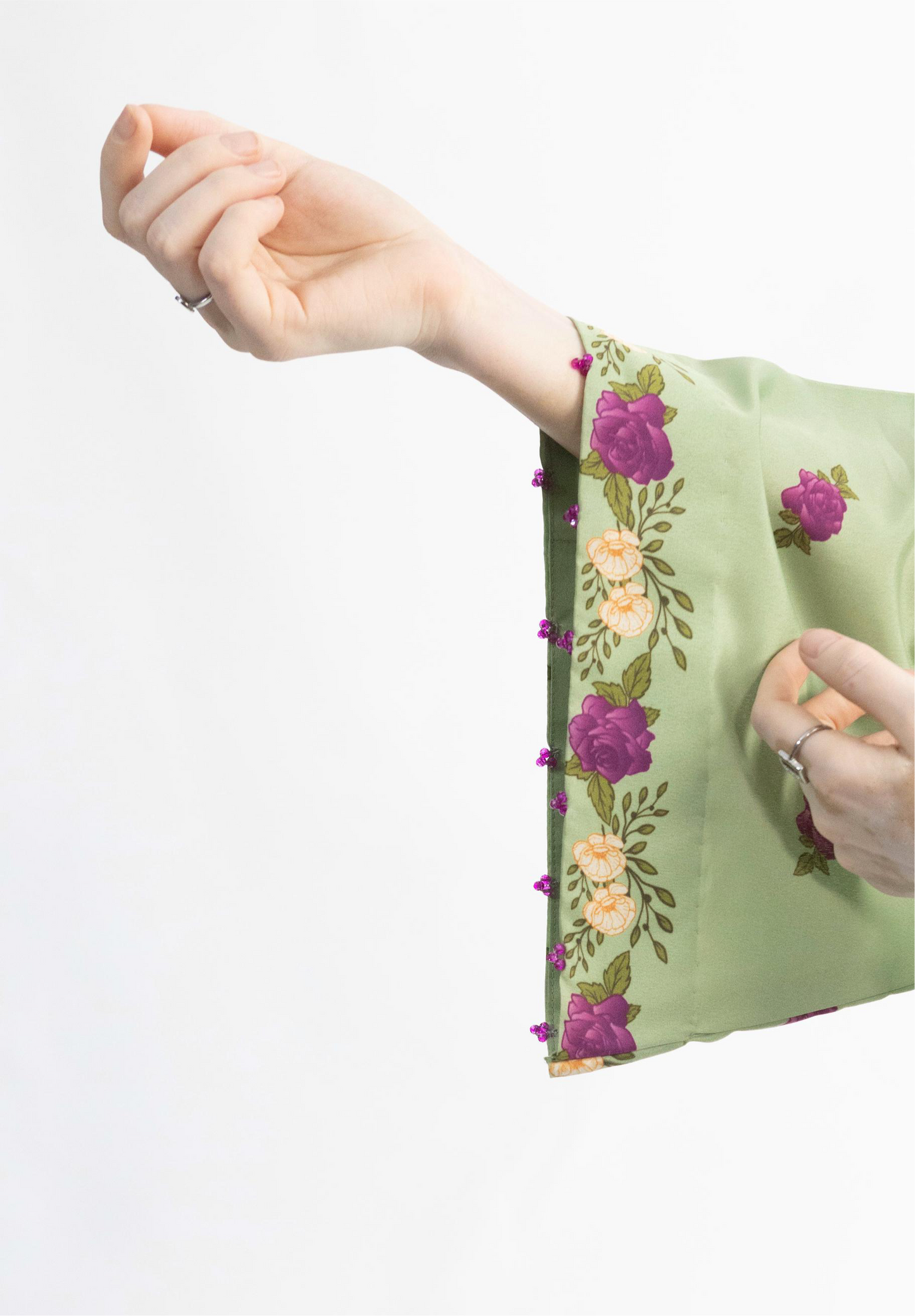 Celadon Petals- (Stitched)