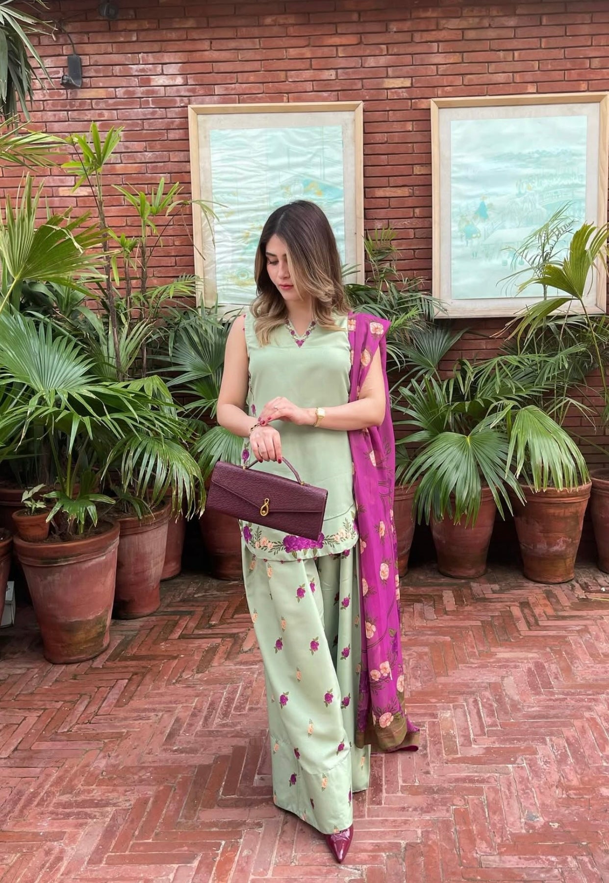 Celadon Petals- (Stitched)