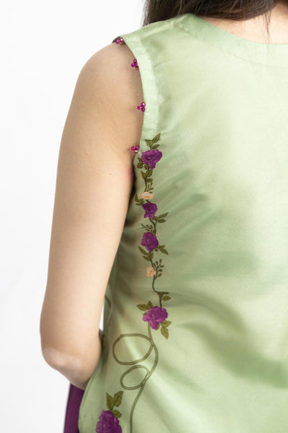 Celadon Petals- (Stitched)