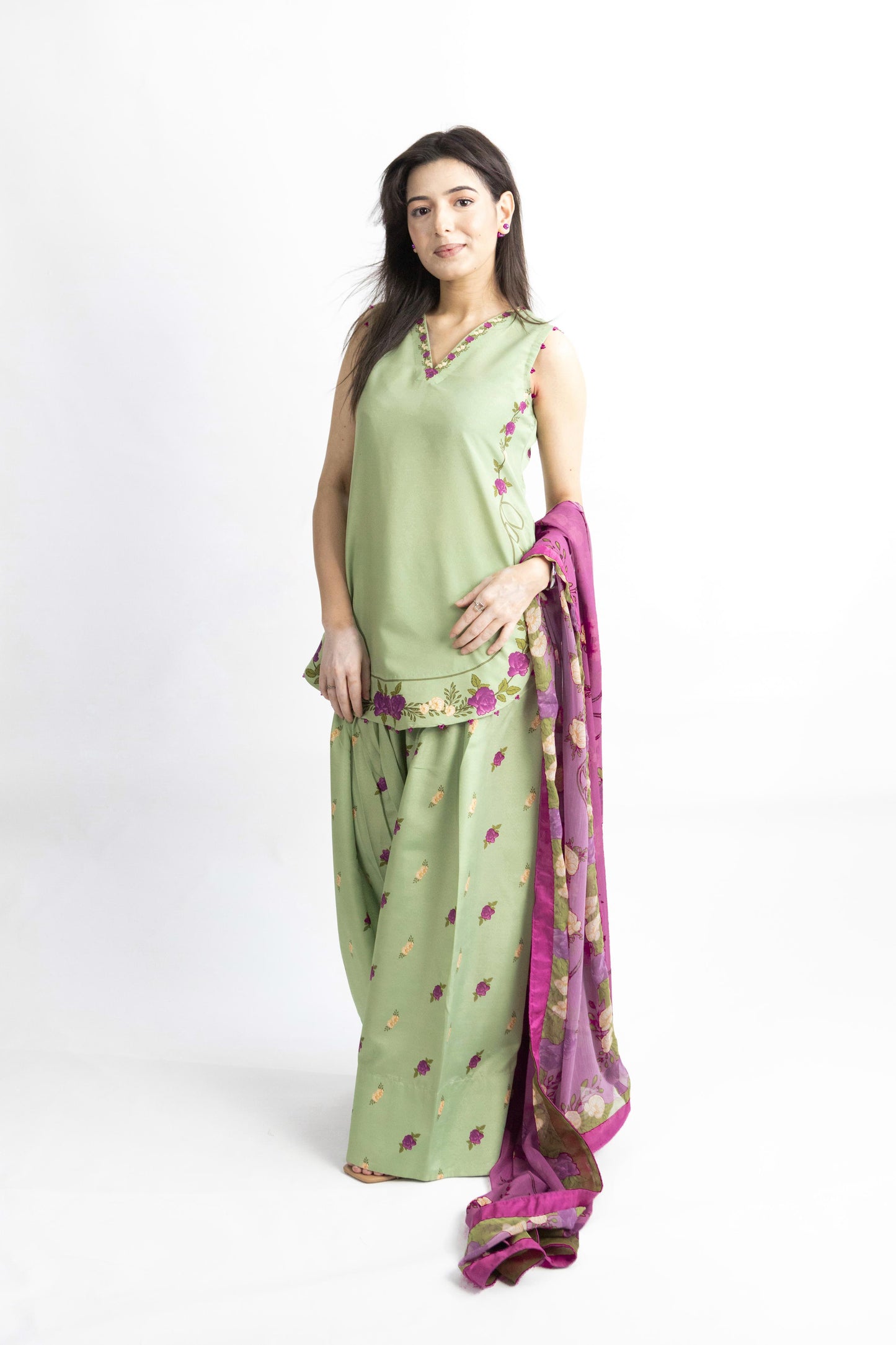 Celadon Petals- (Stitched)