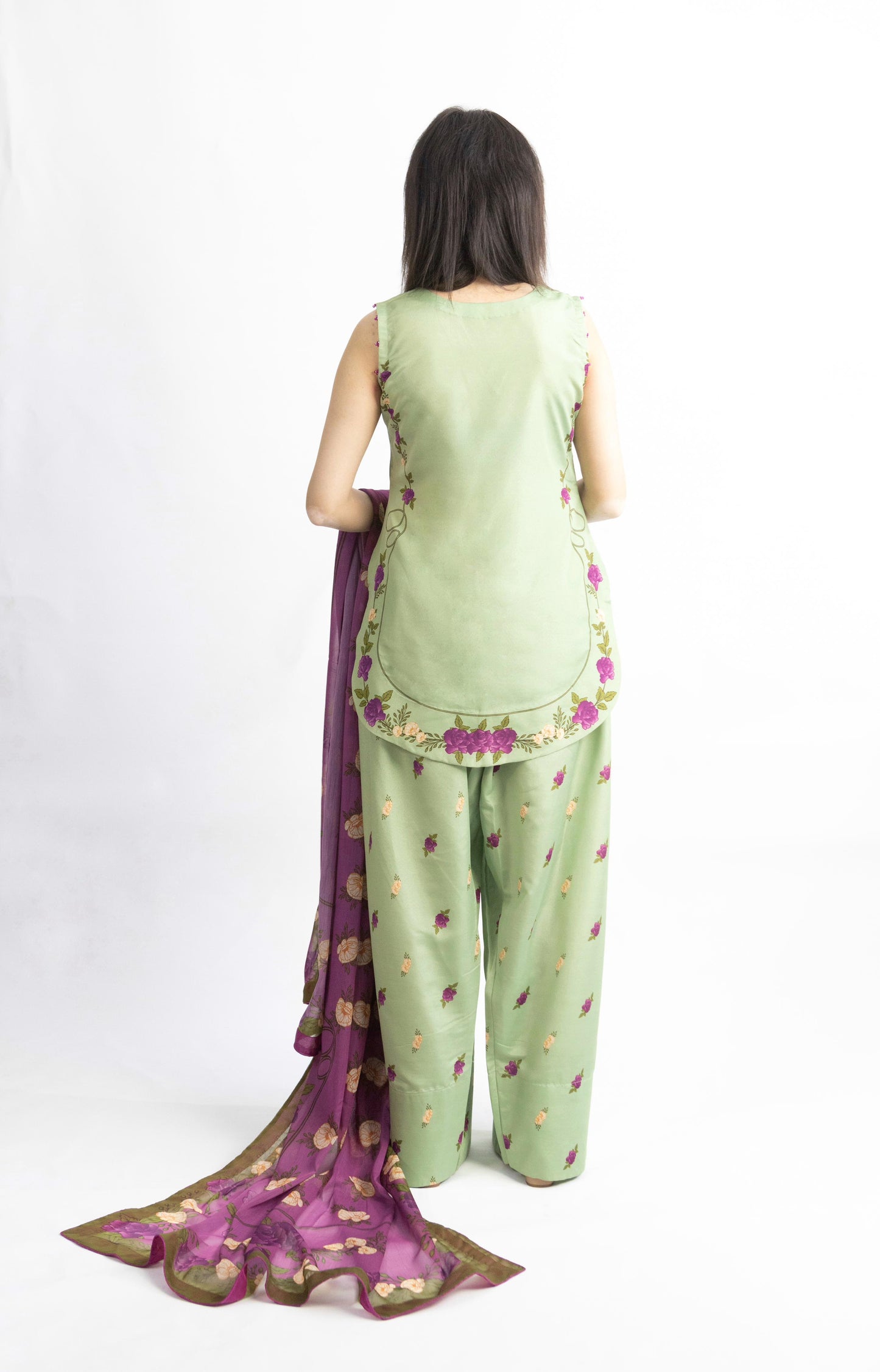 Celadon Petals- (Stitched)