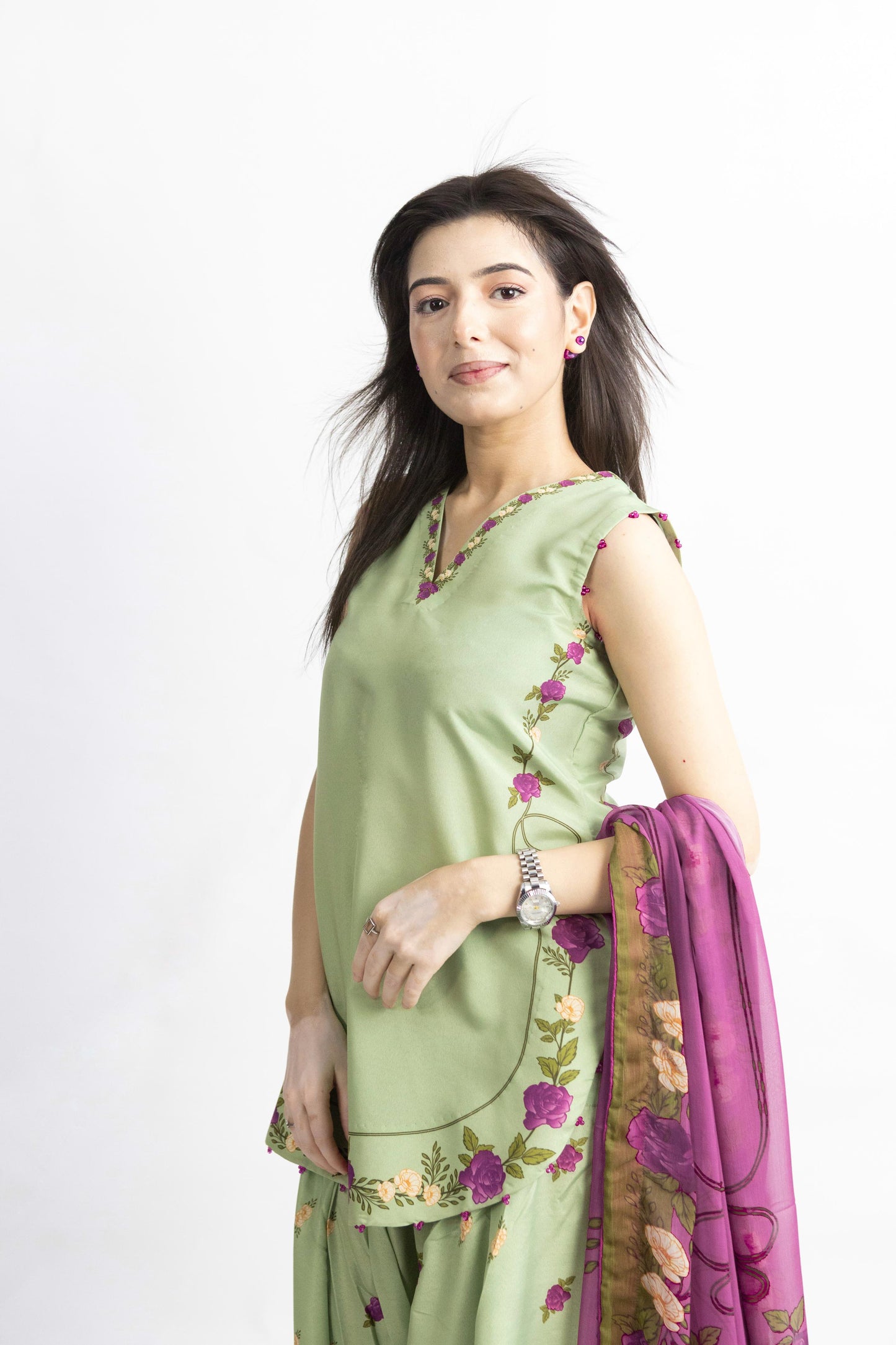 Celadon Petals- (Stitched)