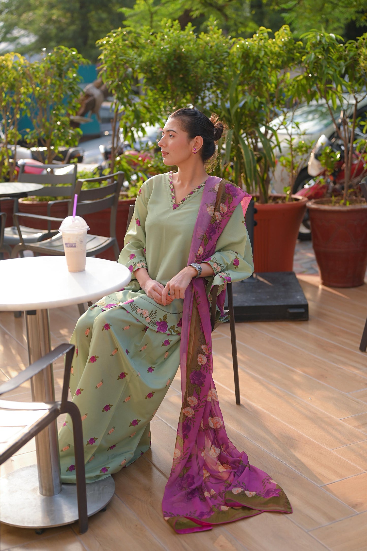 Celadon Petals- (Stitched)