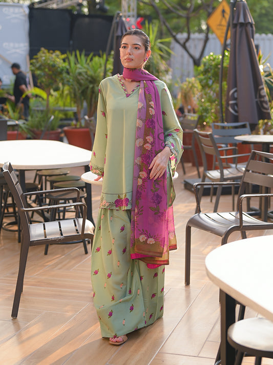 Celadon Petals- (Stitched)