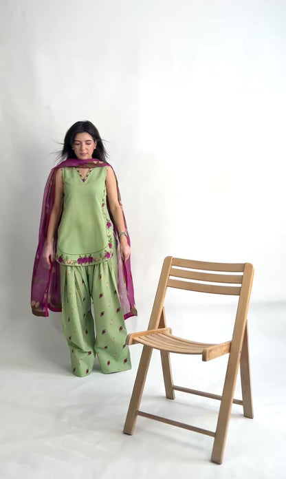 Celadon Petals- (Stitched)