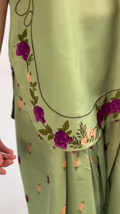 Celadon Petals- (Stitched)