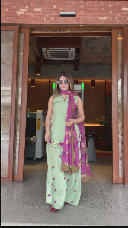 Celadon Petals- (Stitched)